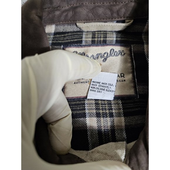 Wrangler Outdoor Wear Mens Western Canvas Vest 2XL Khaki Flannel Plaid Lining - Picture 12 of 13